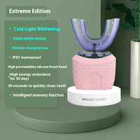 Electric U-Shaped Toothbrush for Adults - Soft-Bristles Teeth Whitening Kit, Oral Care with Auto-Timing & 360° Gum Protection