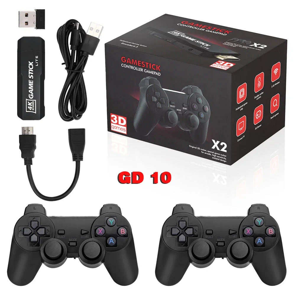 4K HD Wireless Controllers 40000+ Games 2.4G Arcade Console Support TF Card Expansion TV Mini Game Console Max 256GB for PS1