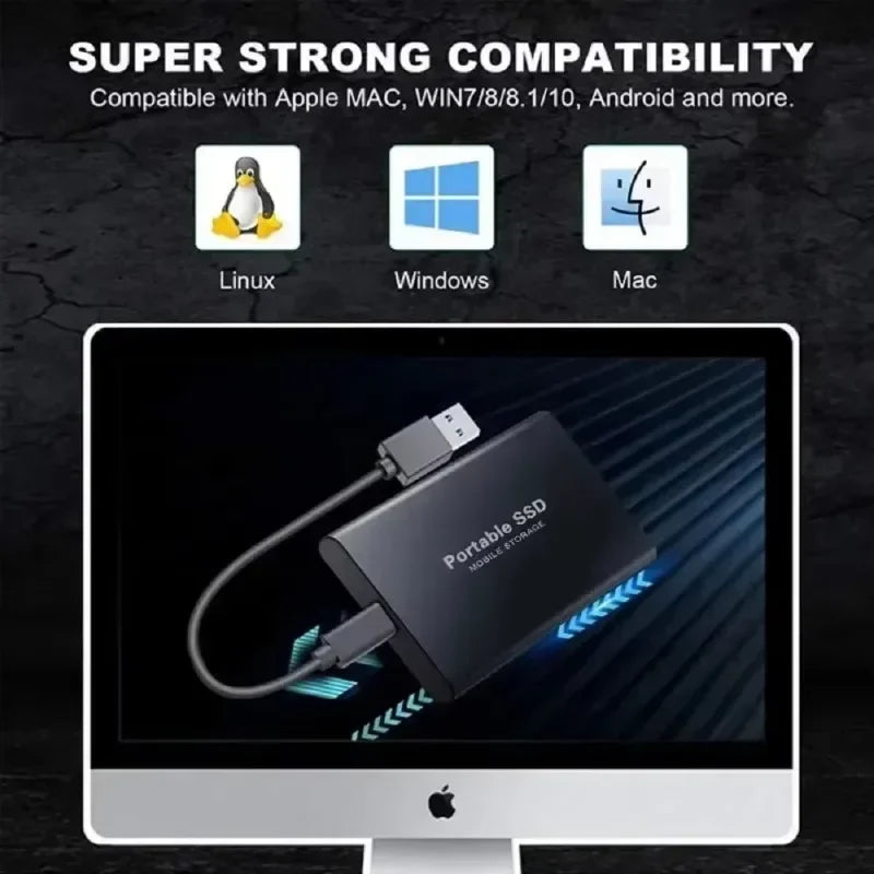 External Hard Drive 1TB Portable SSD 2TB External Solid State Drive USB 3.1/Type-C Hard Disk High-Speed Storage for PC/Mac/Phone