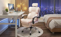 Executive Office Chair with Foot Rest High Back Office Chair Computer Gaming Chairs Big and Tall PU Leather Office Brown