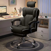 Executive Office Chair with Foot Rest High Back Office Chair Computer Gaming Chairs Big and Tall PU Leather Office Brown
