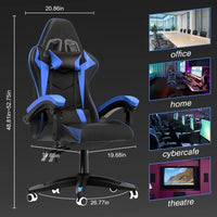 Gaming Chair PU Leather Office Chair, Reclining Racing Game Chair Back and Seat Height Adjustable Swivel Recliner