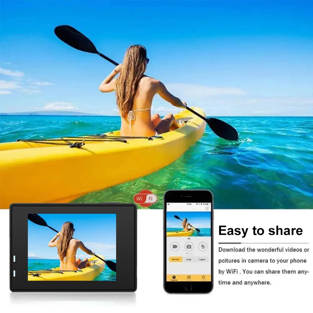 4K Action Camera A1 Ultra HD WiFi 12MP 2" LCD 30M Waterproof 170D Remote Control Helmet Bicycle Video Camera Outdoor Sport Cam