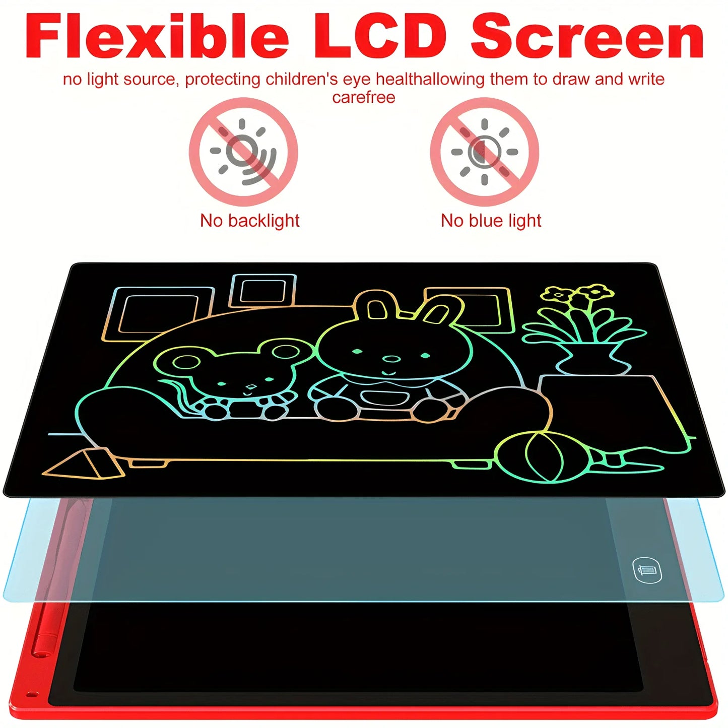 2/4Pcs LCD Writing Tablet Doodle Pad for Kids 12Inch LCD Drawing Board Colorful Reusable Writing Tablet for Educational Toy Gift