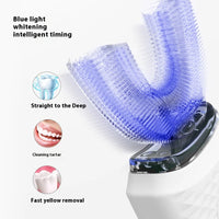 Electric U-Shaped Toothbrush for Adults - Soft-Bristles Teeth Whitening Kit, Oral Care with Auto-Timing & 360° Gum Protection