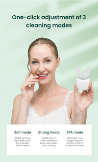Electric U-Shaped Toothbrush for Adults - Soft-Bristles Teeth Whitening Kit, Oral Care with Auto-Timing & 360° Gum Protection