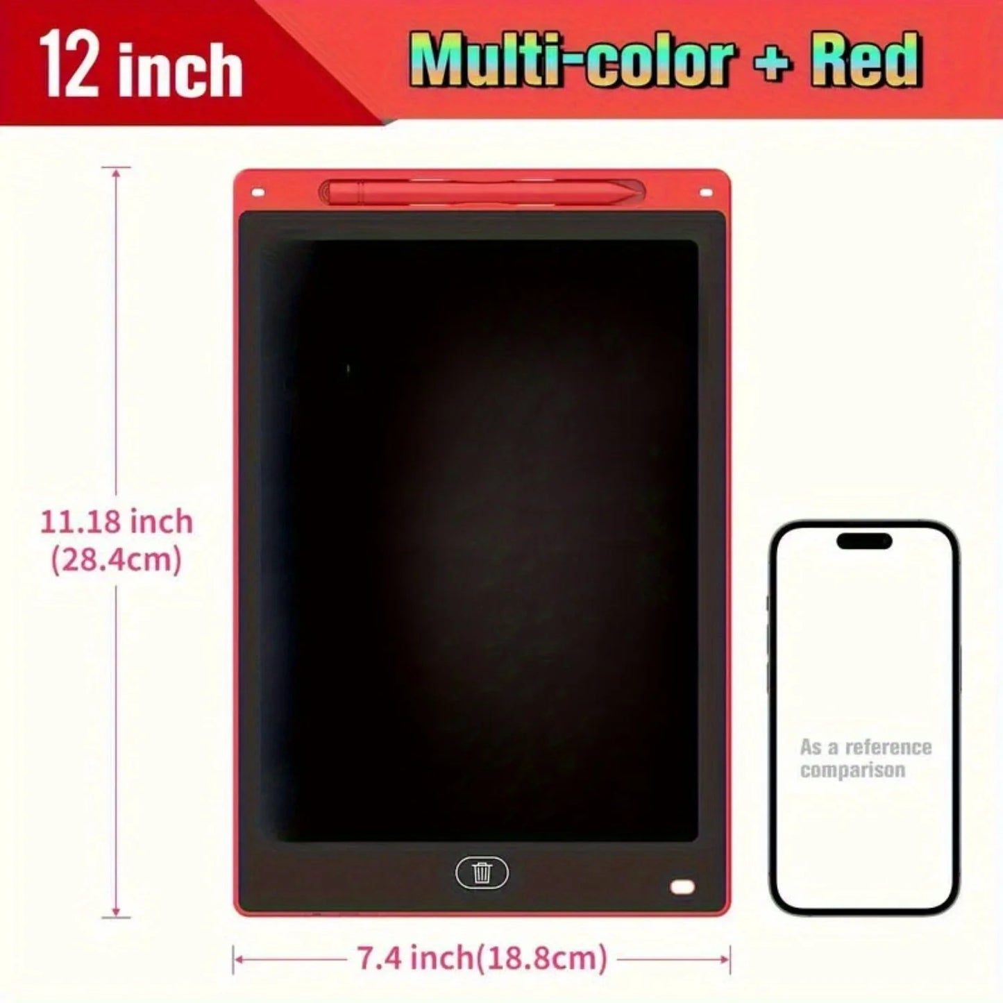 2/4Pcs LCD Writing Tablet Doodle Pad for Kids 12Inch LCD Drawing Board Colorful Reusable Writing Tablet for Educational Toy Gift