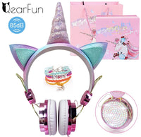 Cute Unicorn Headphones 3D Stereo Music Kids Headphones With Microphone Girls Cell Phone Children's Wired Headset Gamer Gift
