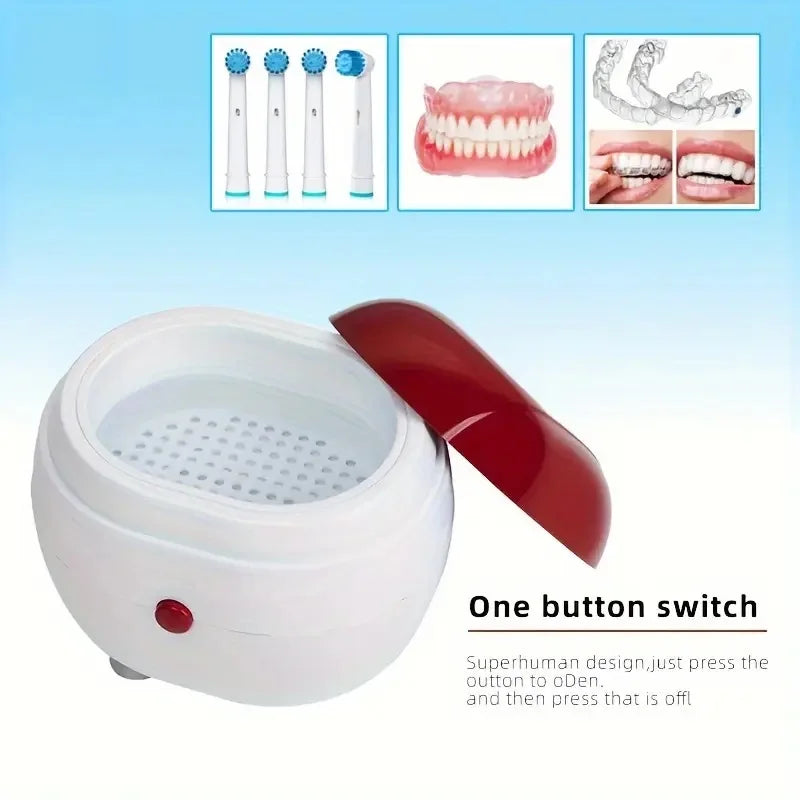 Retainer Cleaner Box & Mouth Guard Cleaner - Ultrasonic Sonic Cleaning Device, Compact for Travel & Ideal Oral Care Gift for Par