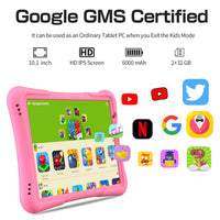 PRITOM 10 inch kids tablet Android 12, 4GB(2+2)+32GB, Quad Core, 6000 mAh, WiFi 6, Dual Camera, Bluetooth, Toddler Tablet