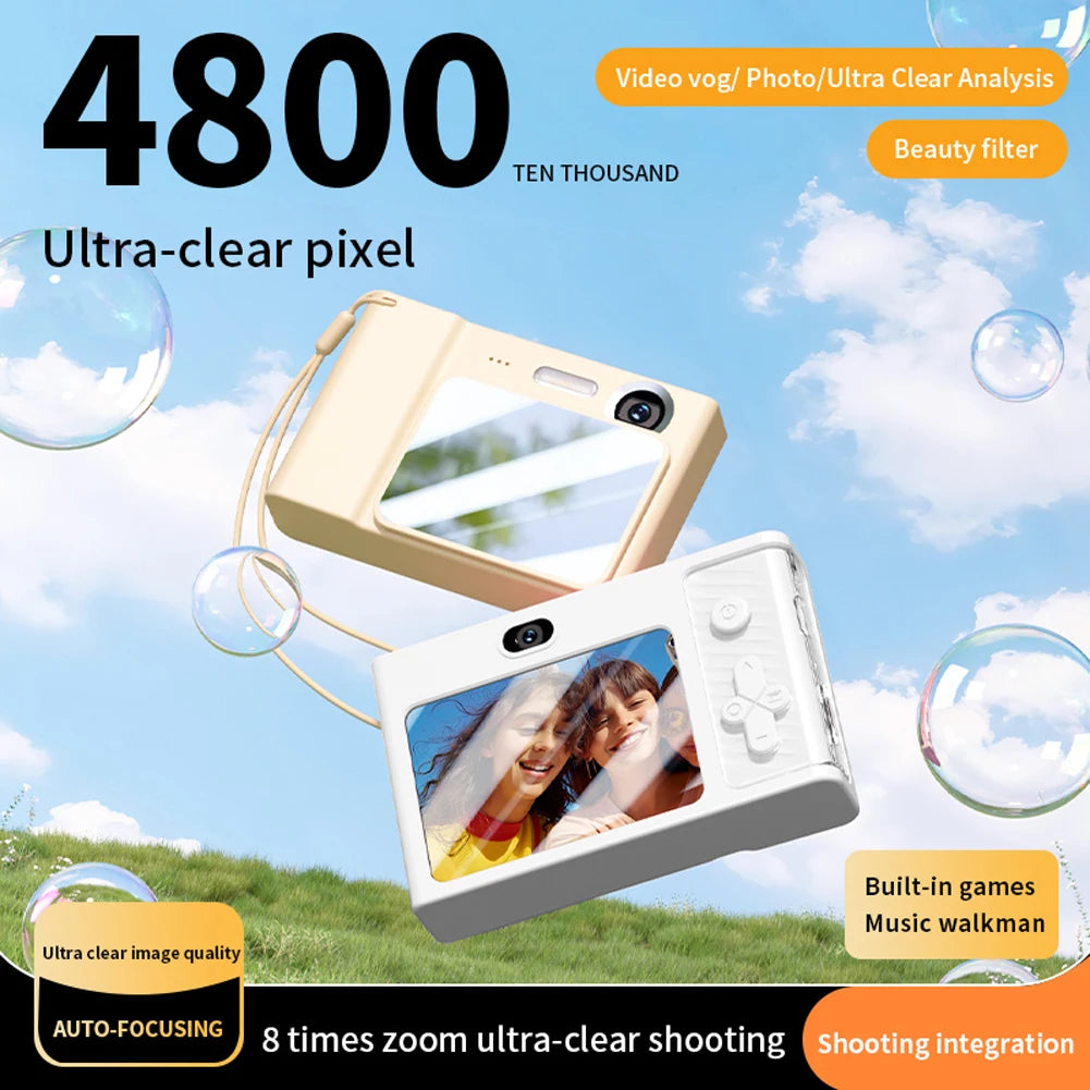 2.4 Inch Kids Digital Camera 1080P 48MP Retro Students Camera 8 X Zoom Compact Camera Camcorder for Beginner Photography