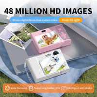 2.4 Inch Kids Digital Camera 1080P 48MP Retro Students Camera 8 X Zoom Compact Camera Camcorder for Beginner Photography