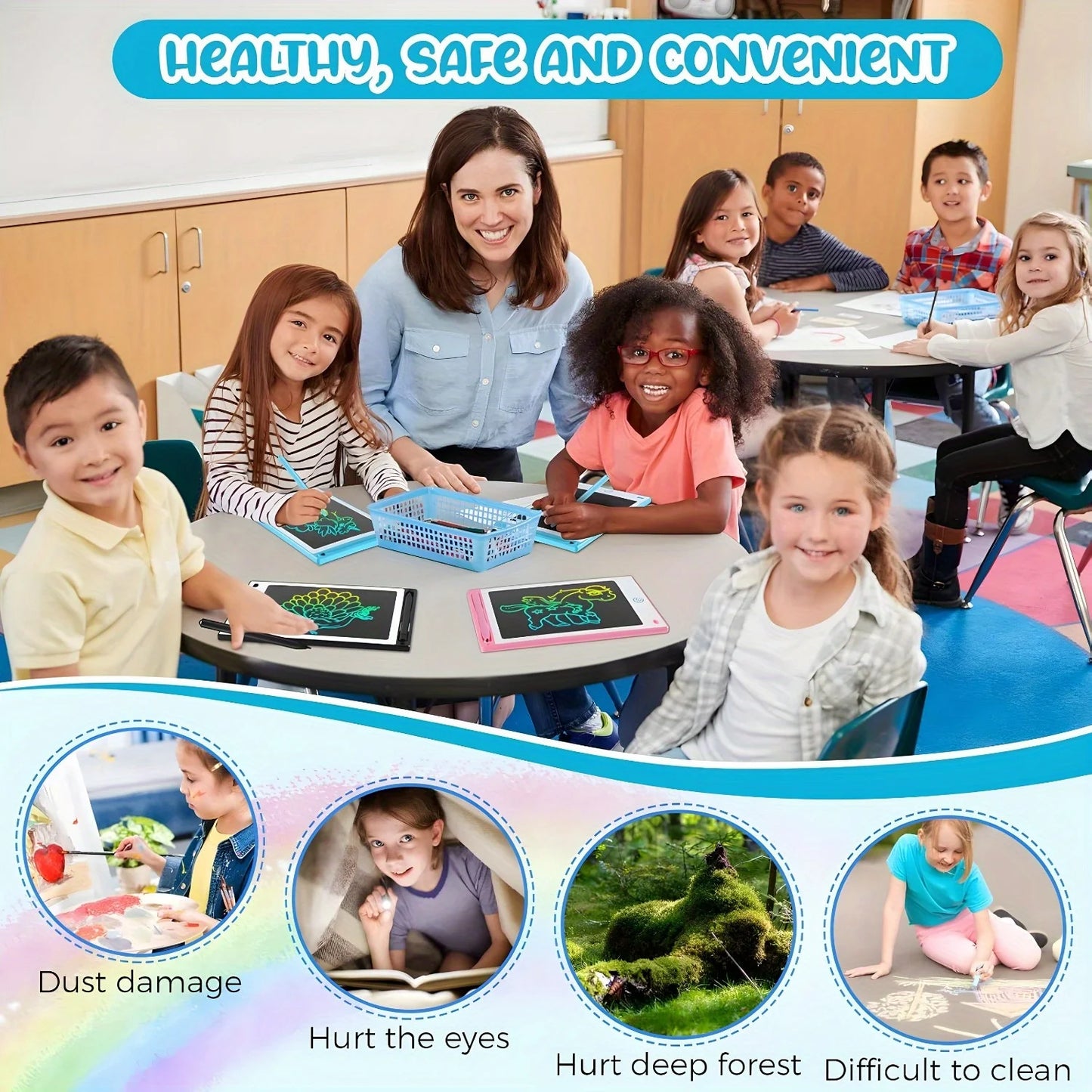 2/4Pcs LCD Writing Tablet Doodle Pad for Kids 12Inch LCD Drawing Board Colorful Reusable Writing Tablet for Educational Toy Gift