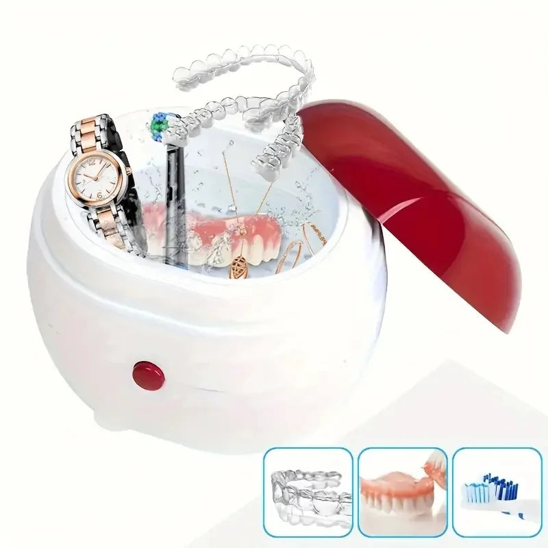 Retainer Cleaner Box & Mouth Guard Cleaner - Ultrasonic Sonic Cleaning Device, Compact for Travel & Ideal Oral Care Gift for Par