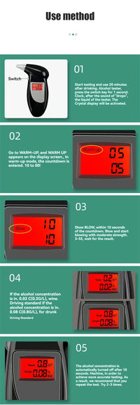 Birds Beak Vehicle Breathalyzer Blowing Digital Display Portable Drink-driving Breathalyzer Detector For Vehicle