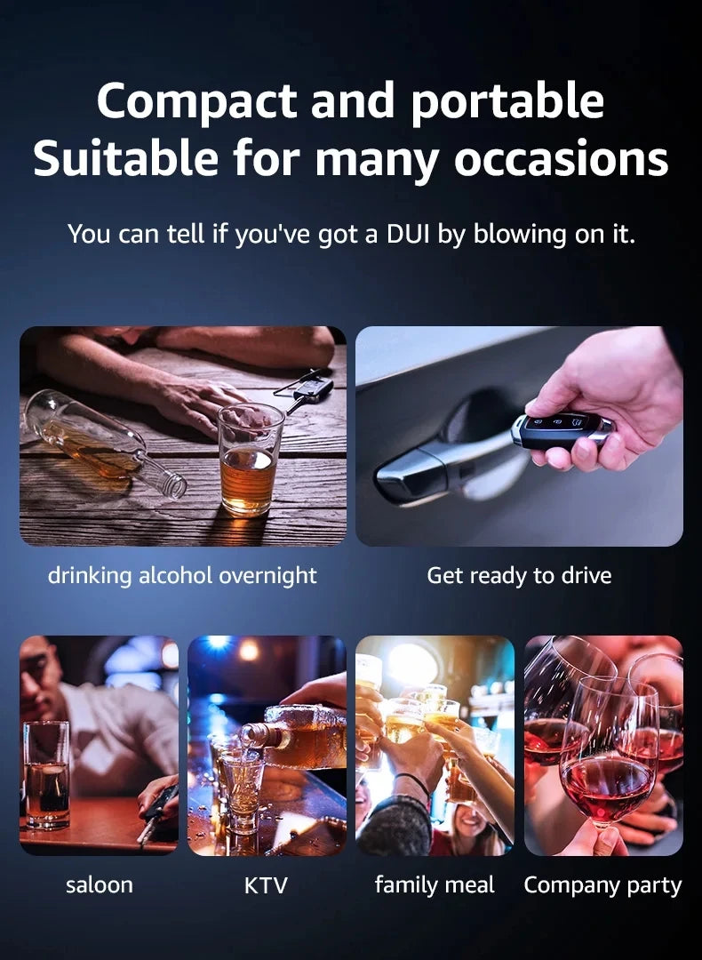 Alcotester Breath Alcohol Tester Breathalyzer Alcoholimetro Digital Detector for Home Display Drunk Driving Car Electronics