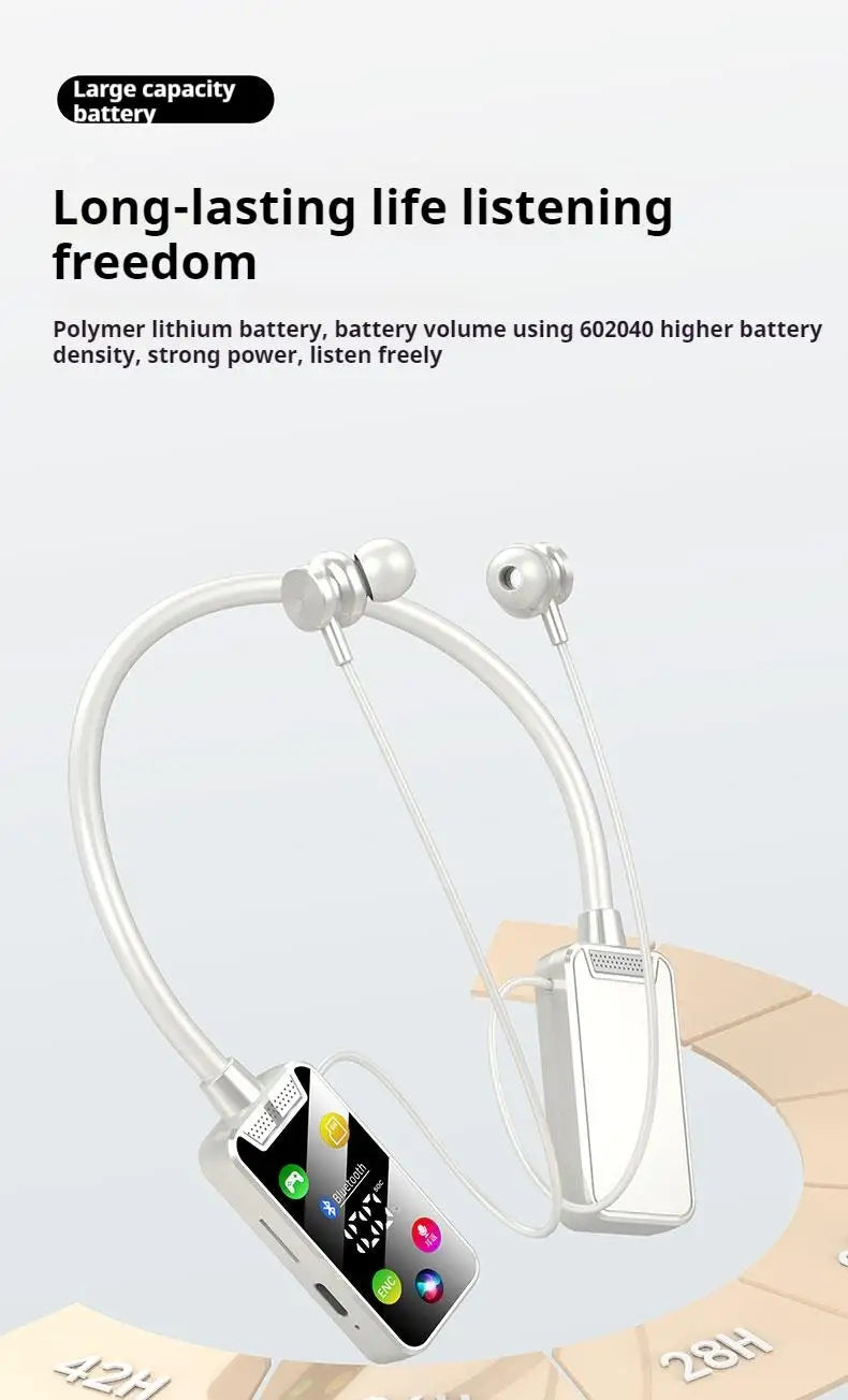 HD Screen HiFi Sound Neckband Long battery Life Wireless Bluetooth5.4 Headphones Earphones Sports Gamer Headsets Noise Reduction