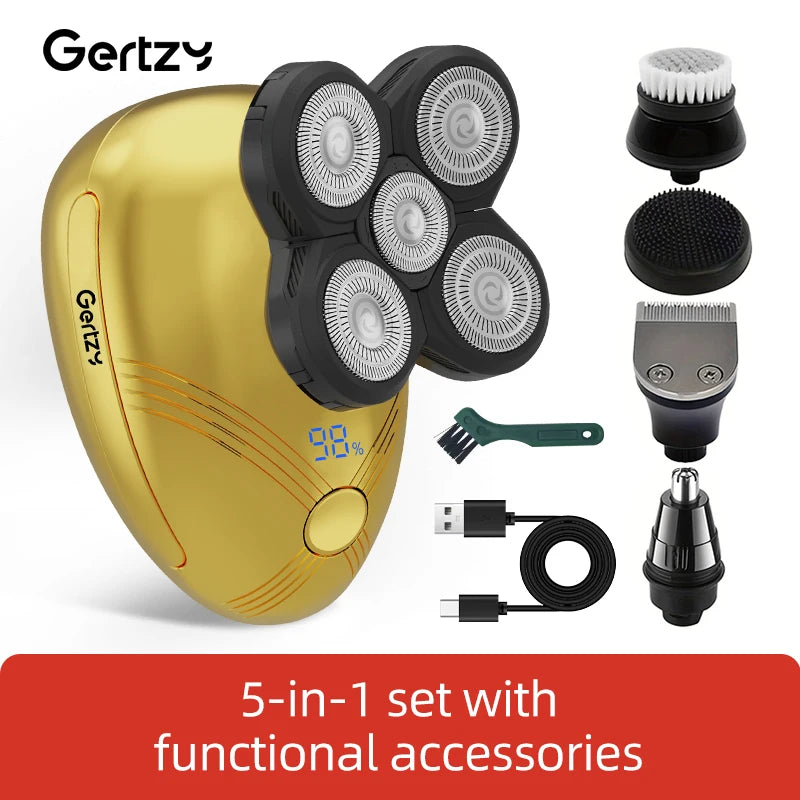 Men's 5-in-1 electric shaver with 5 rotating blades, USB charging, multifunctional personal beauty set
